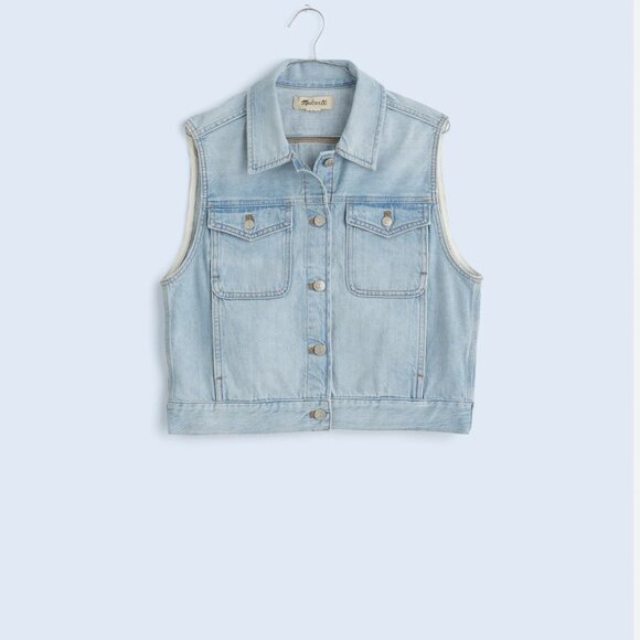 NWT Madewell Denim Oversized Boxy Vest in Fitzgerald Wash Sz Small - Picture 1 of 2